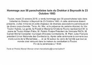 2018 10 23 TOULON CEREMONIE DU 35 EME ANNIVERSAIRE DE L ATTENTAT DU DRAKKAR A BEYROUTH